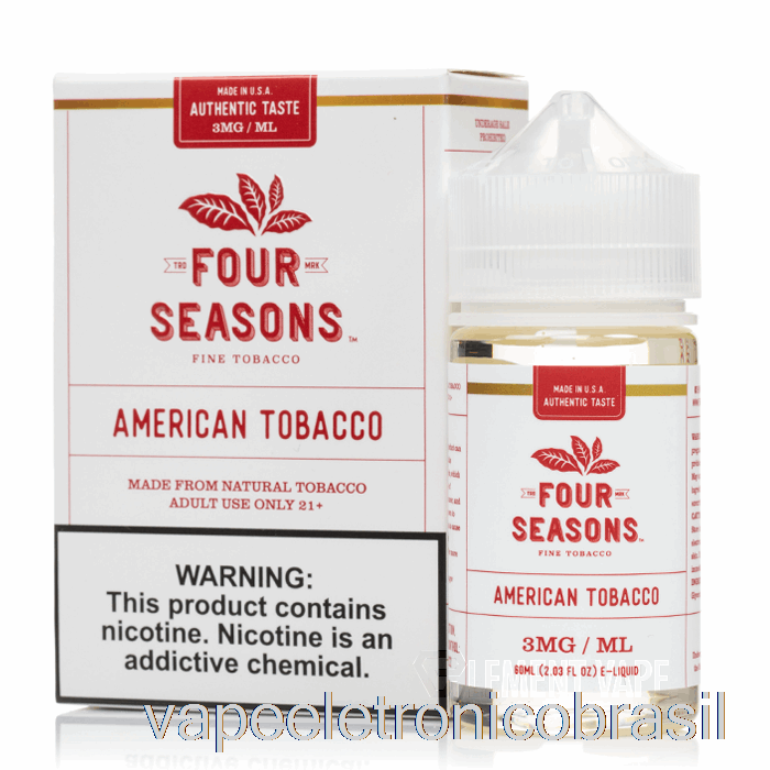 Vape Recarregável Tabaco Americano - Quatro Estações - 60ml 18mg